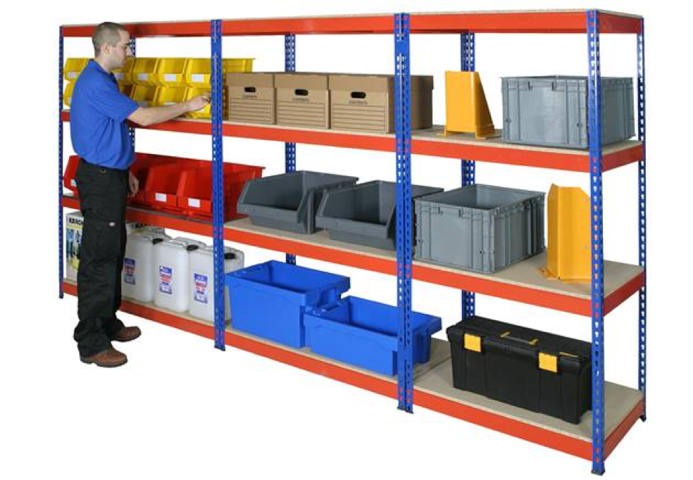 Widespan shelving for bulky item storage