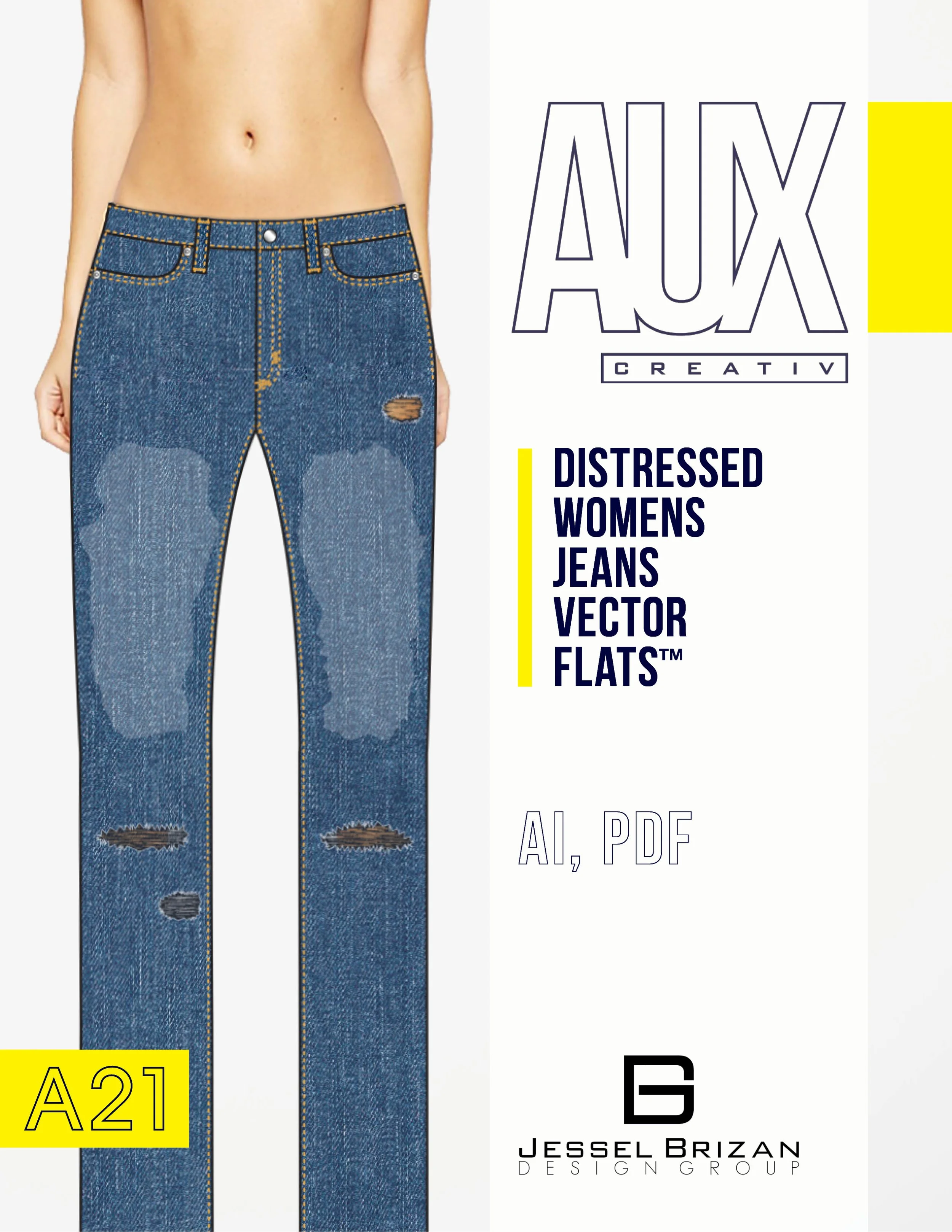 Distressed Womens Jeans Vector Flats™