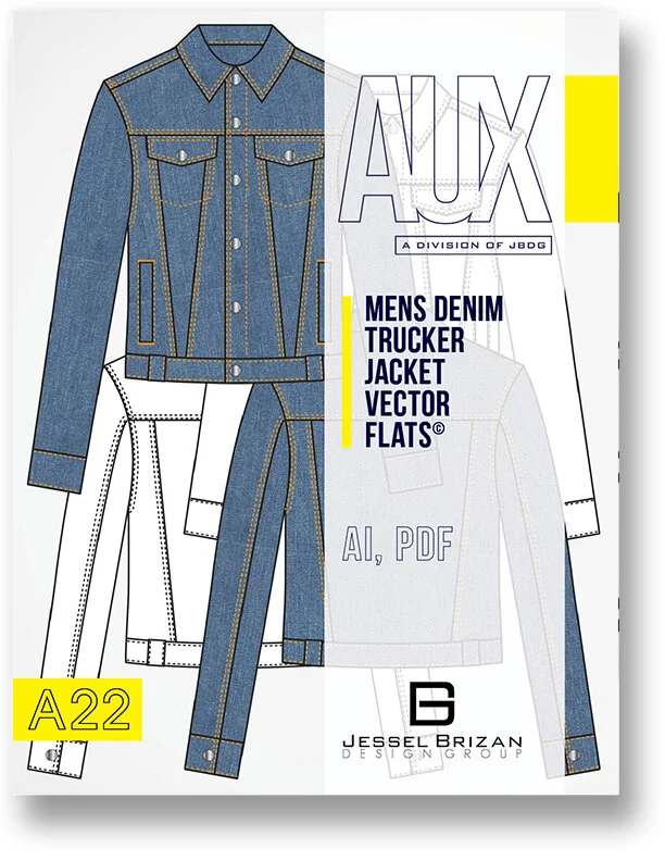 Mens Denim Trucker Jacket Vector Flats ©