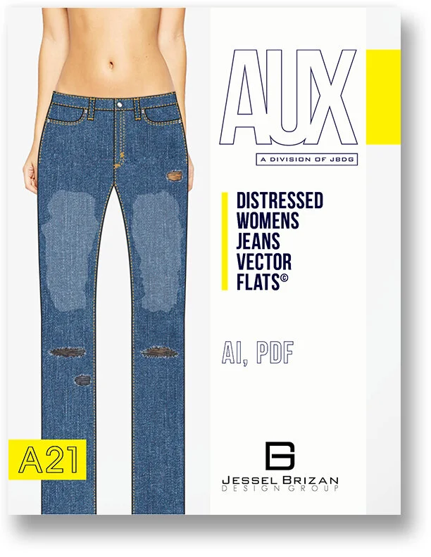 Distressed Womens Jeans Vector Flats ©