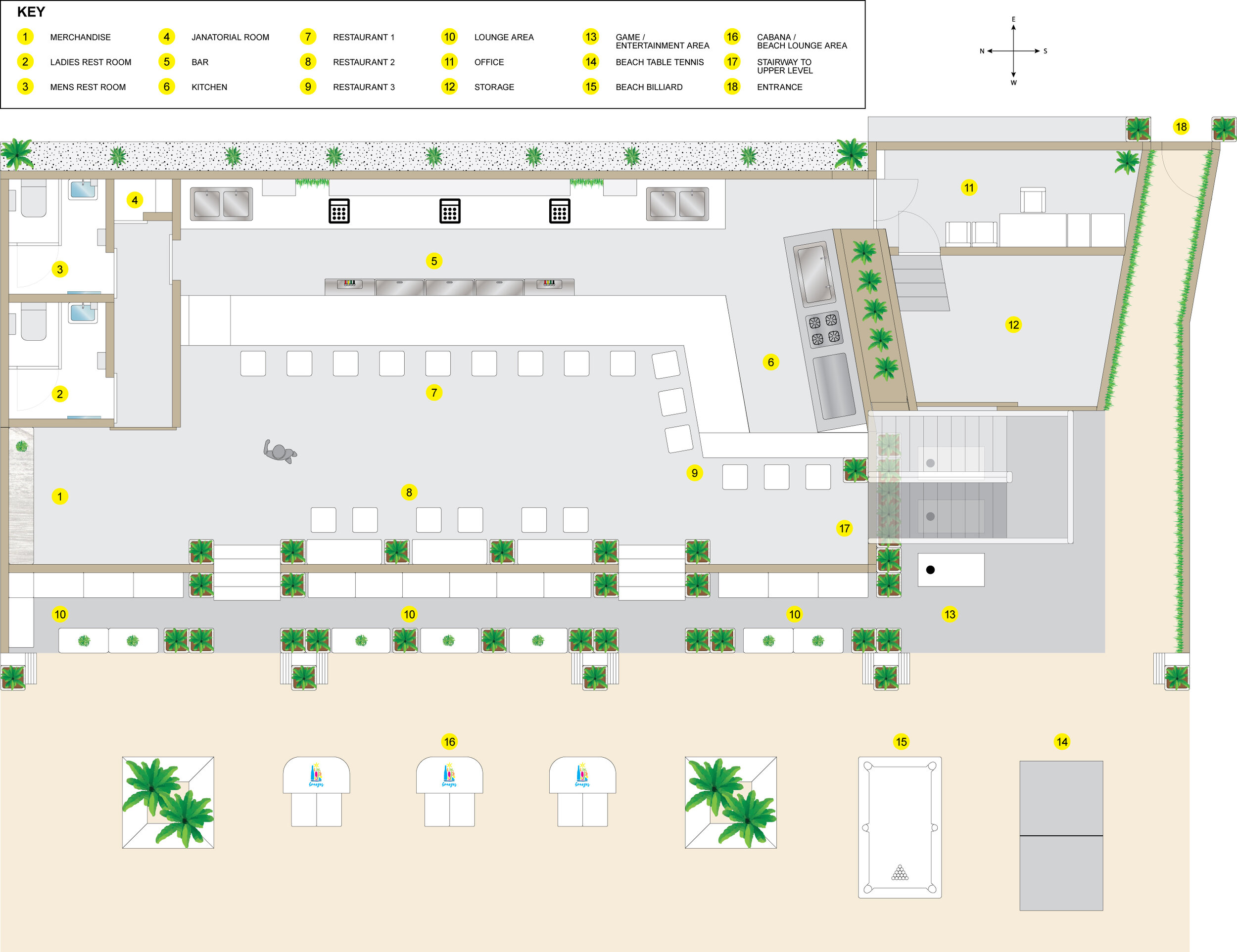 Breezes design concept (plan view - lower level)
