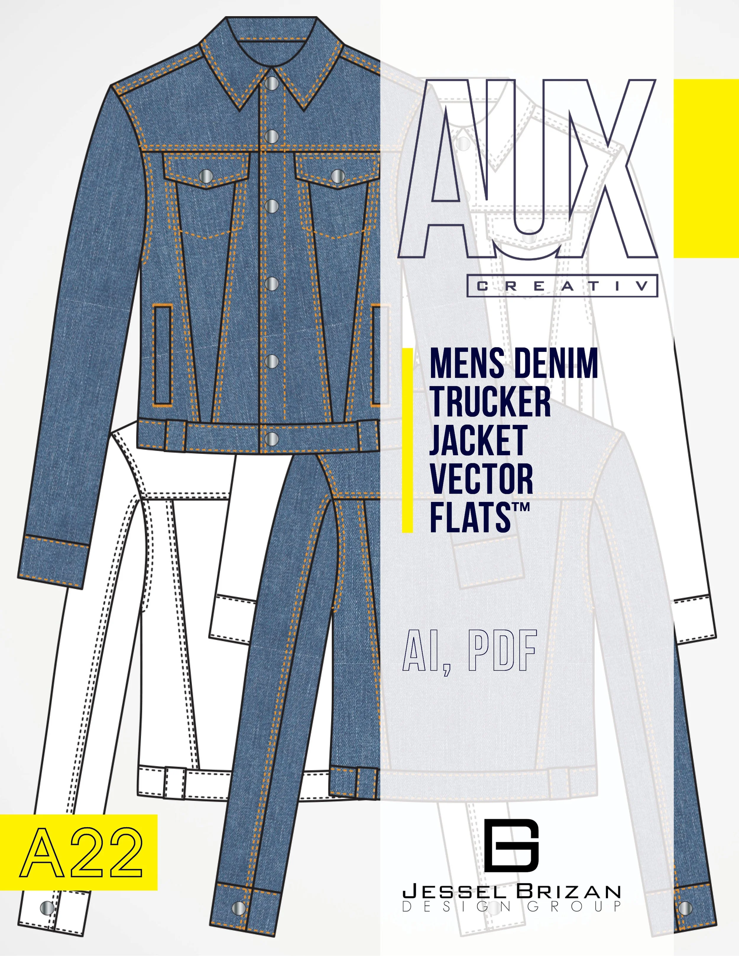 Mens Denim Trucker Jacket Vector Flats™