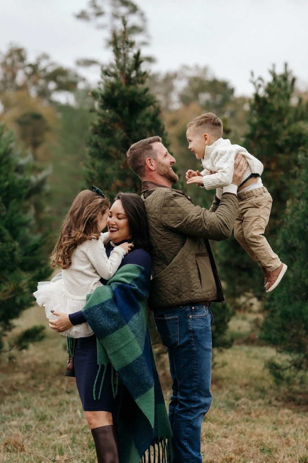 Family Christmas pictures at a tree farm mini session near Columbia, SC