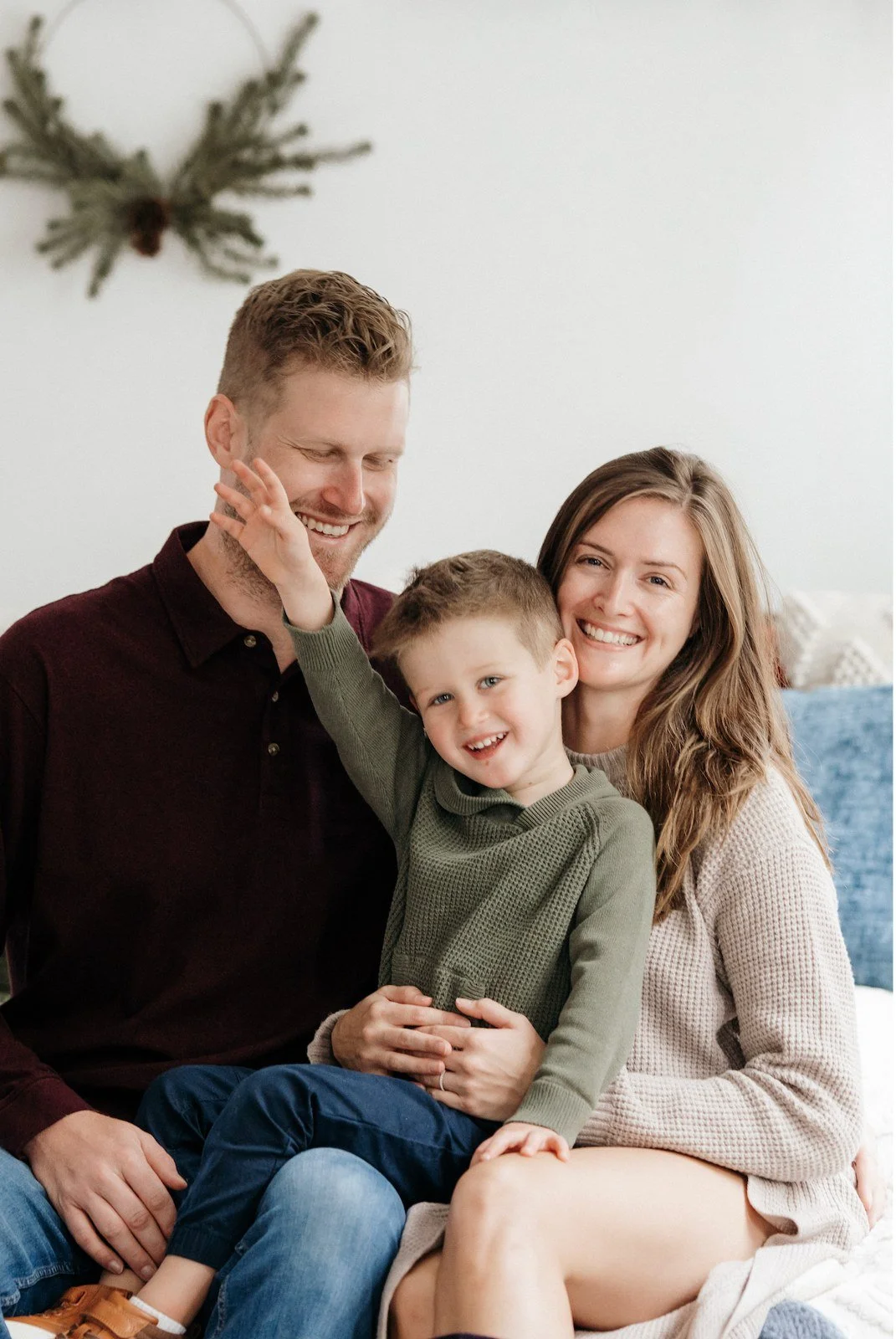 Family on a styled Christmas studio mini session set in Columbia, SC