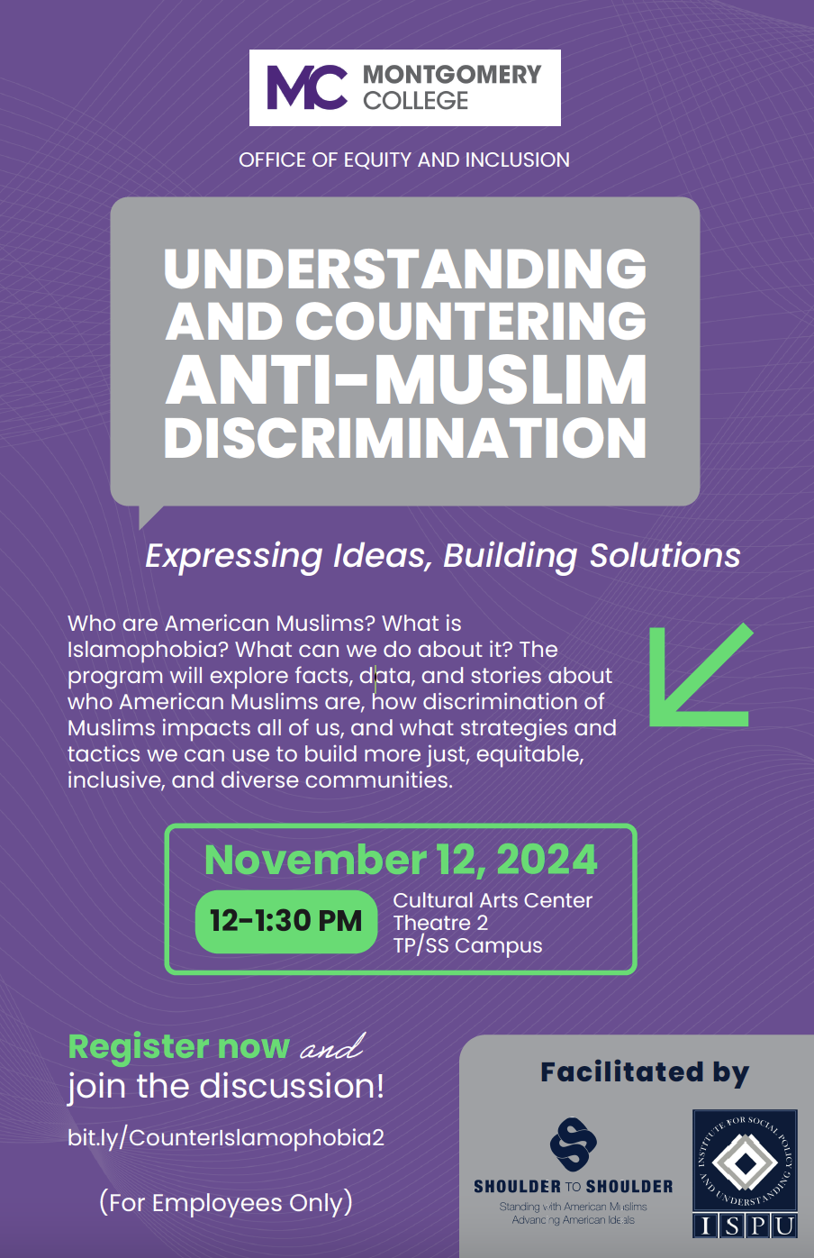 Understanding &amp; Countering Anti-Muslim Discrimination: Expressing Ideas, Building Solutions