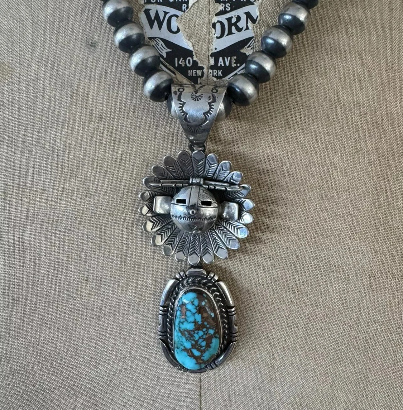 Freddy Charley Sterling SunFace Maiden Kachina Pendant