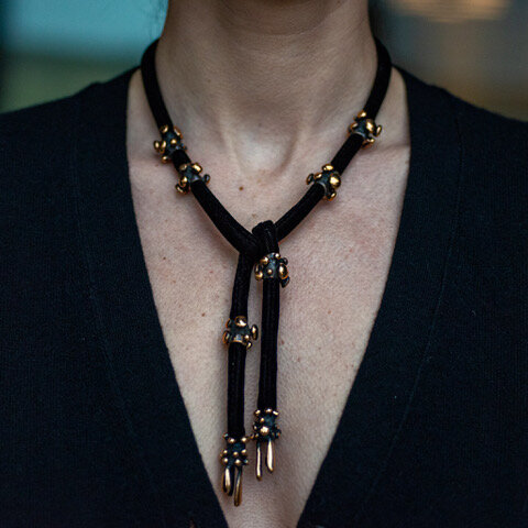 8 Point Bronze & Velvet Tie Necklace.jpeg
