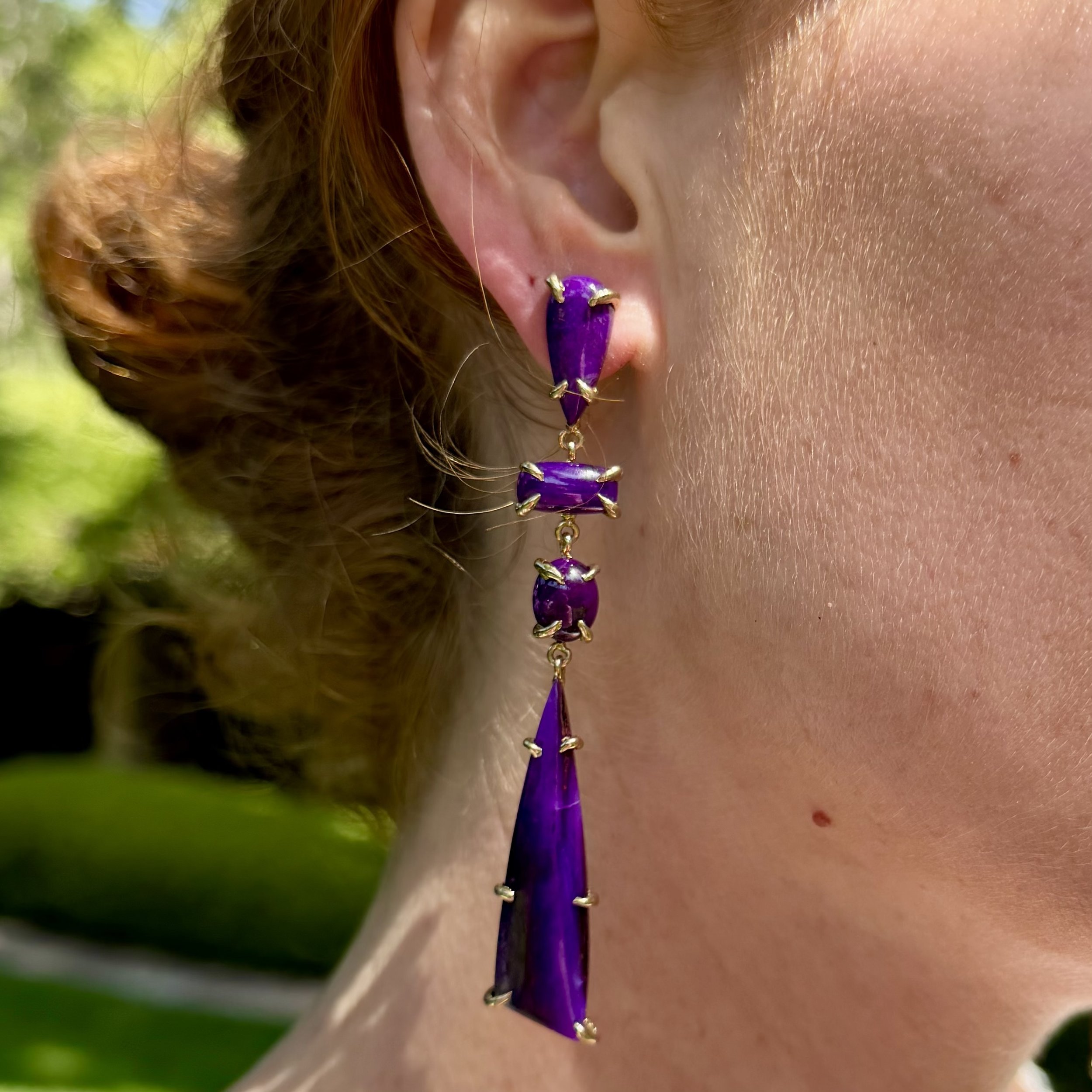 Sugilite Tapered Drop Earrings