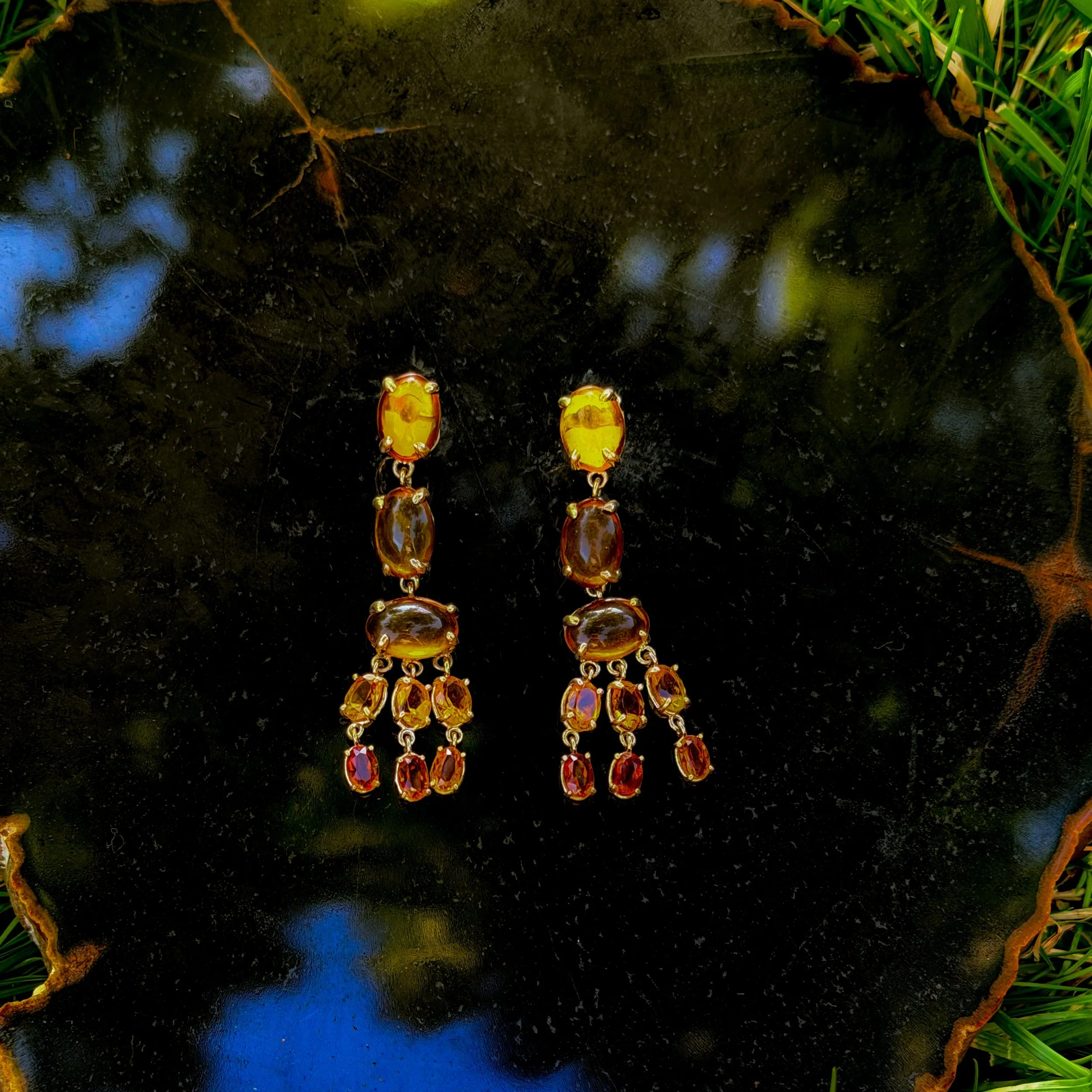 Amber & Citrine Fringe Earring