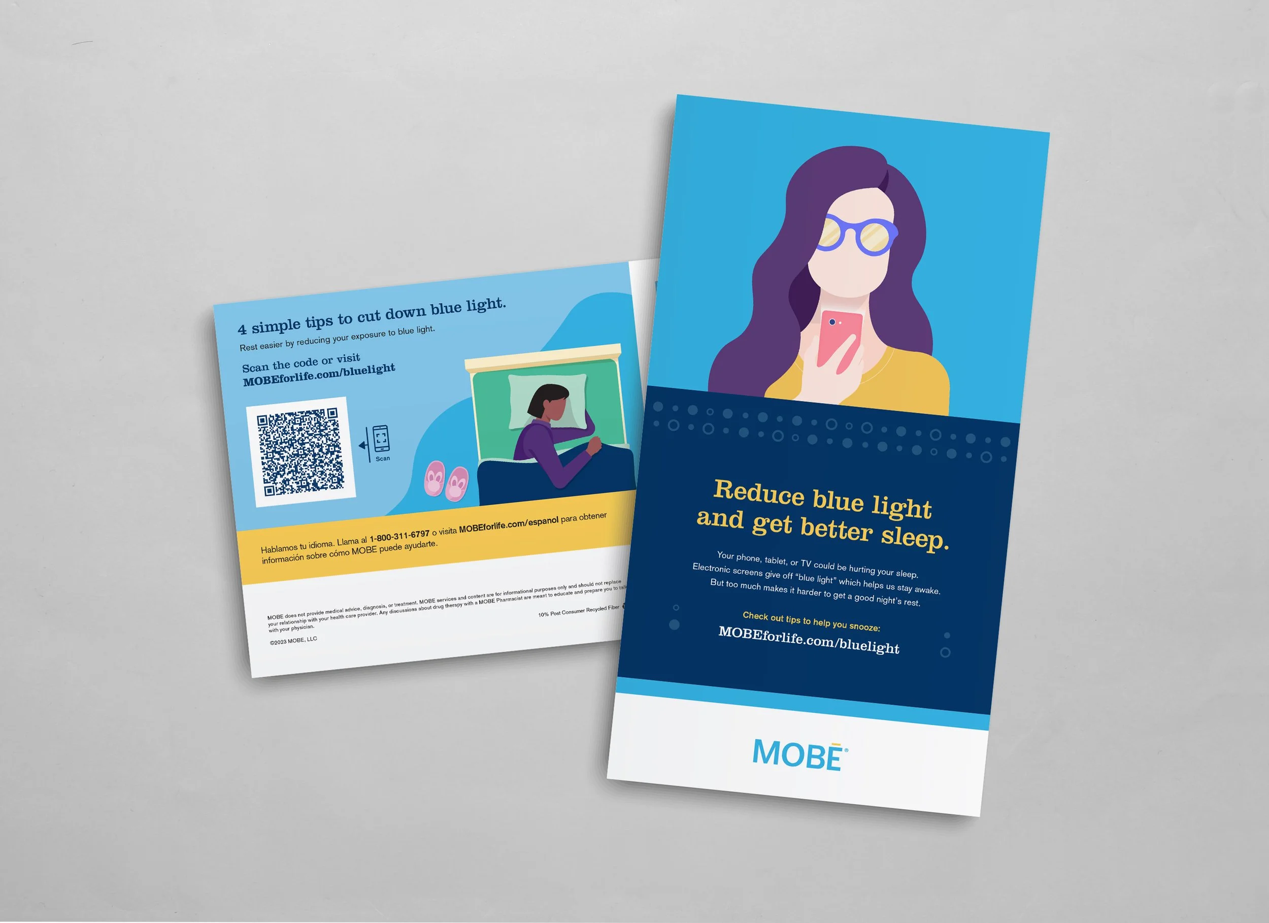 2-sided postcard promoting healthy living blog content (front side and mailing panel)