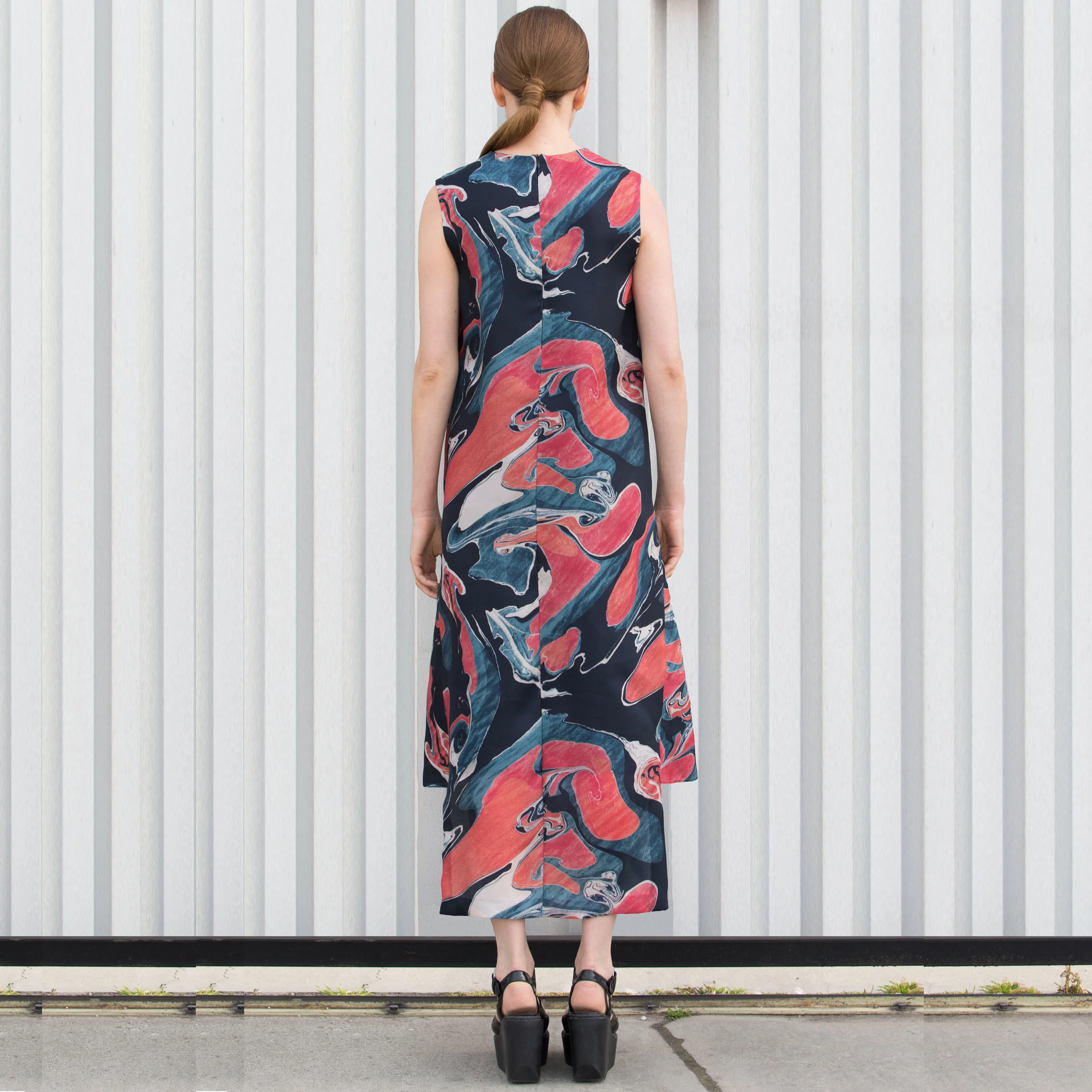 silk gazar dress print origami