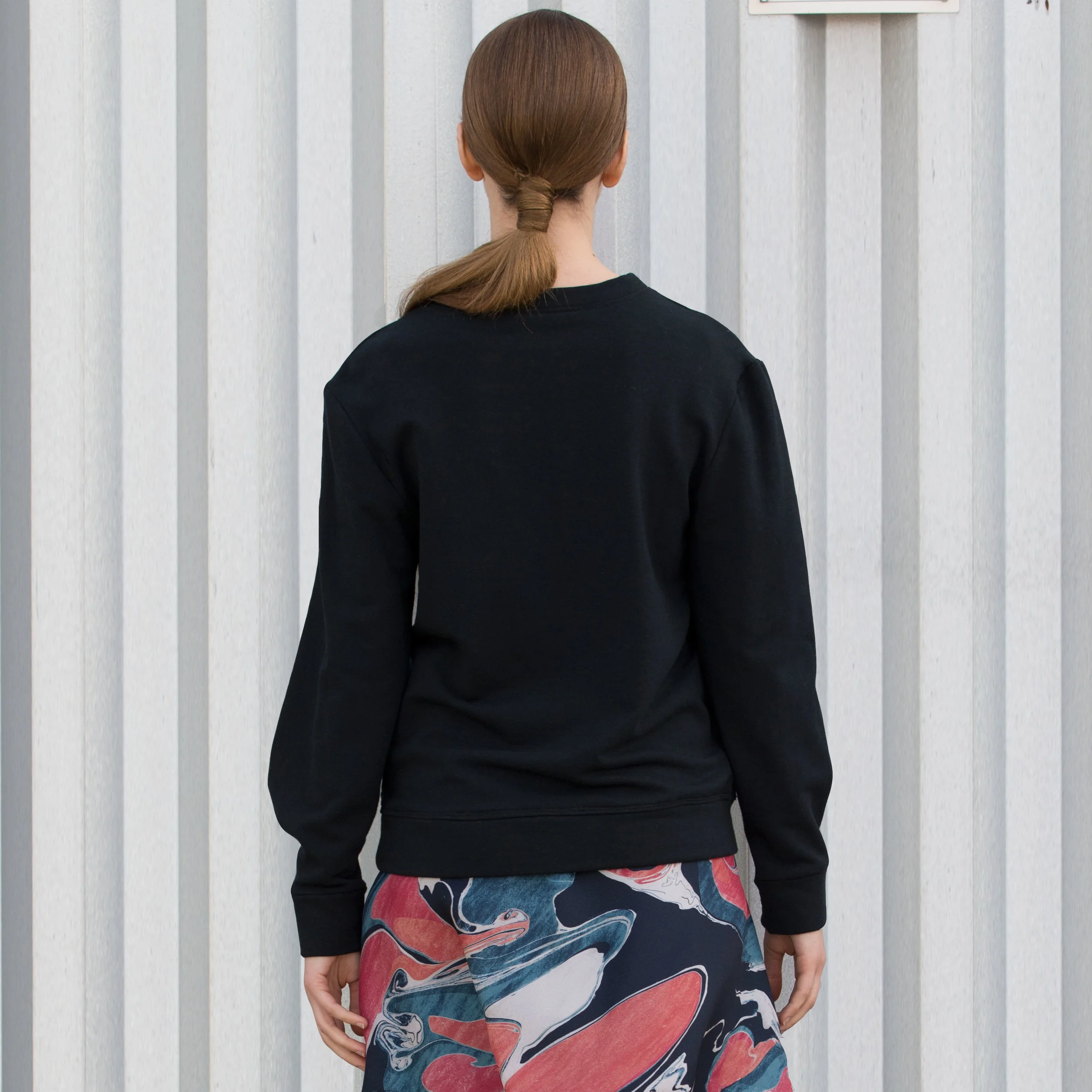fleece sweatshirt mutton drape black