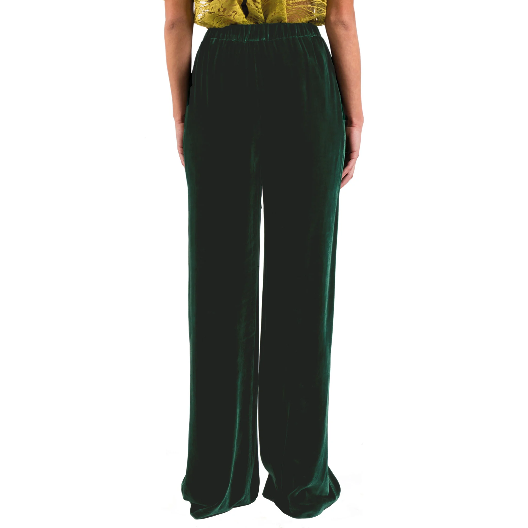 velvet drawstring pants forest green grosgrain