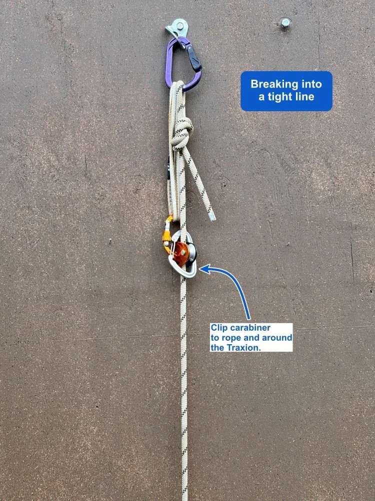 demo of breaking into a tight line