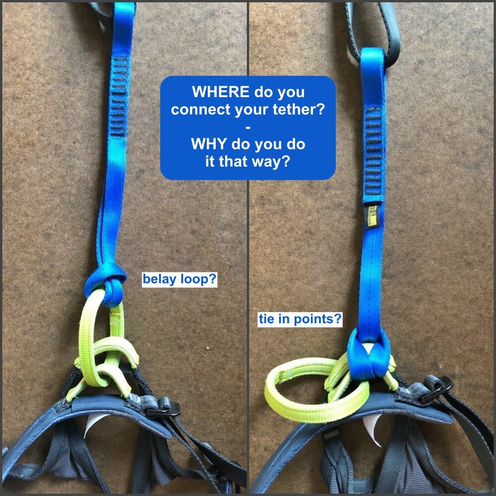 How to best connect a tether to your harness? — Alpine Savvy