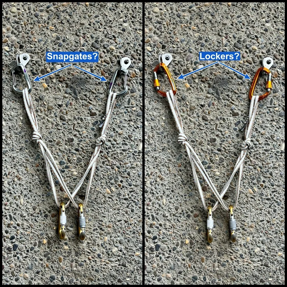 Snapgate or locking carabiners on anchors? — Alpinesavvy