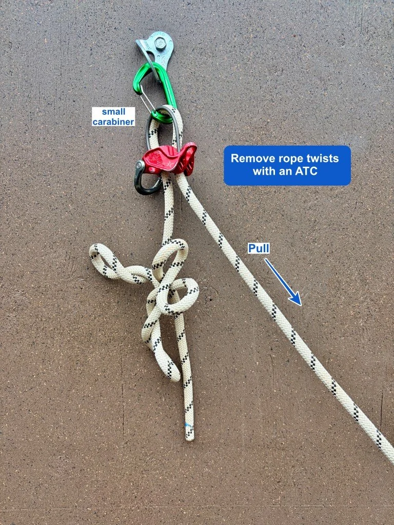 Remove rope twists with an ATC — Alpinesavvy