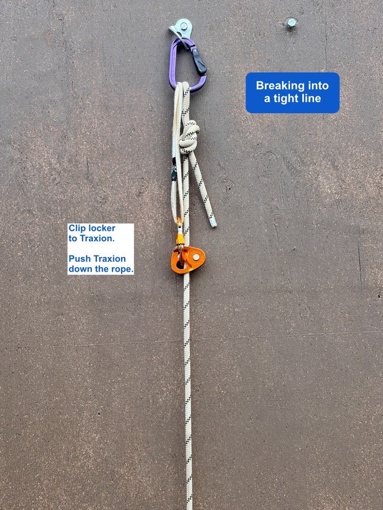 demo of breaking into a tight line