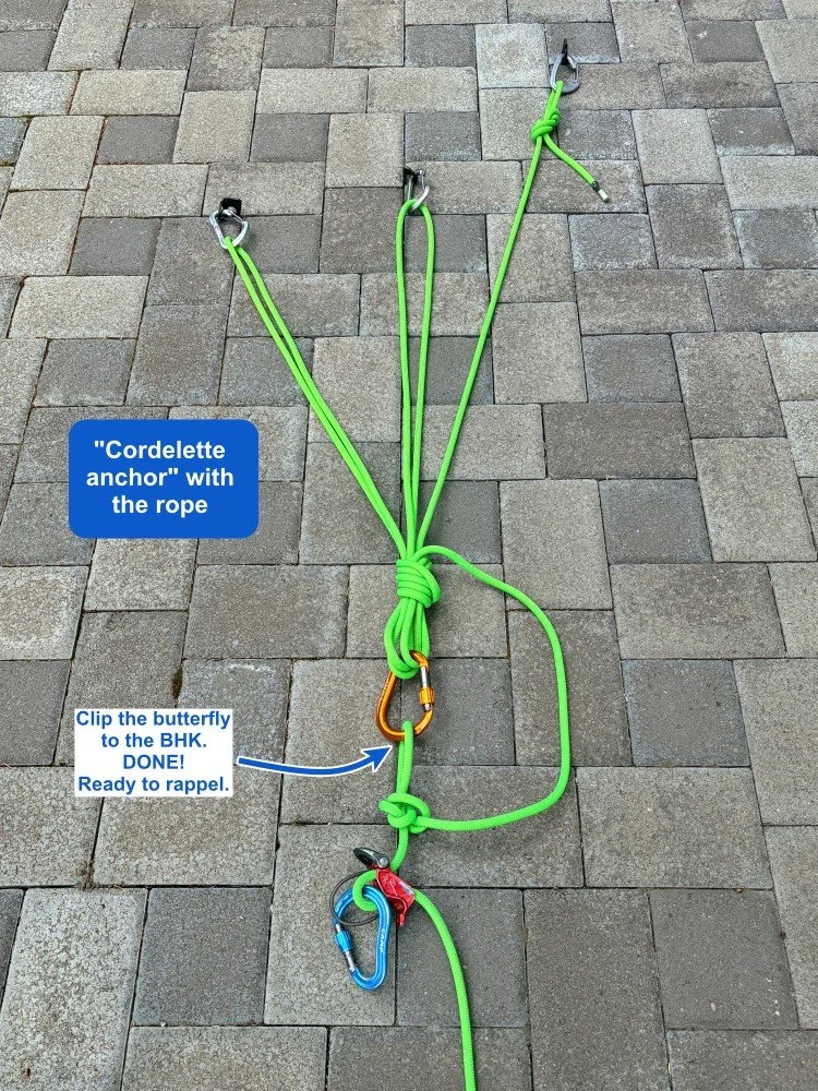 rope as cordelette anchor