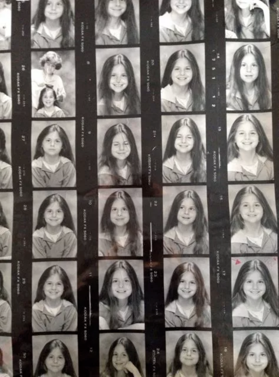 A contact sheet for Lisa's headshots when she was about 9 years old.