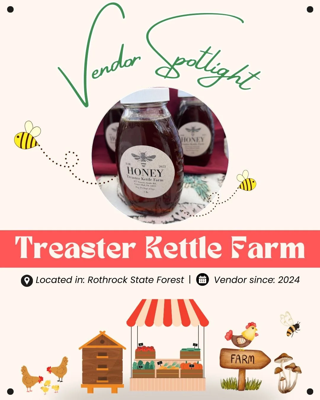 Meet Jack Ray, a local farmer that practices agro-forestry on his 15 acres of land in Rothrock State Forest. Treaster Kettle Farm offers pasture-raised chicken, free-range eggs, local raw honey, maple syrup and wild cultivated mushrooms. Stop by and