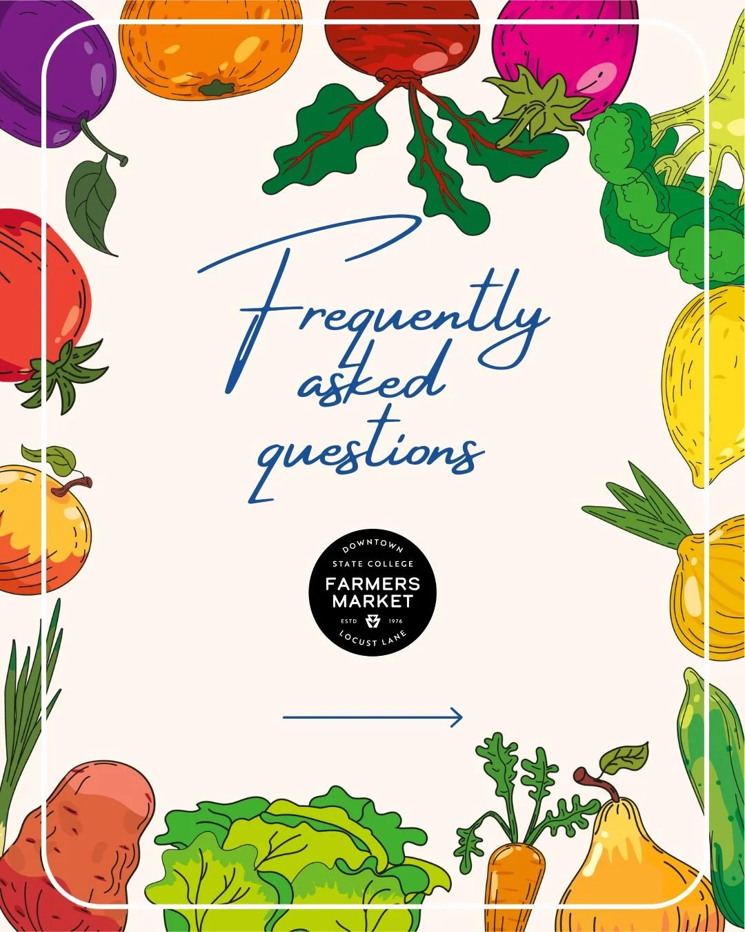 It's Market Day! Here are some answers to some FAQ. 
We'll have our full lineup of vendors today. See you at the market 🥧🍏💐