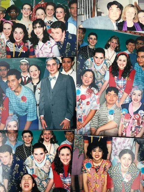 Collage from “The Pajama Game,” 1999, Backstage, AHS.
