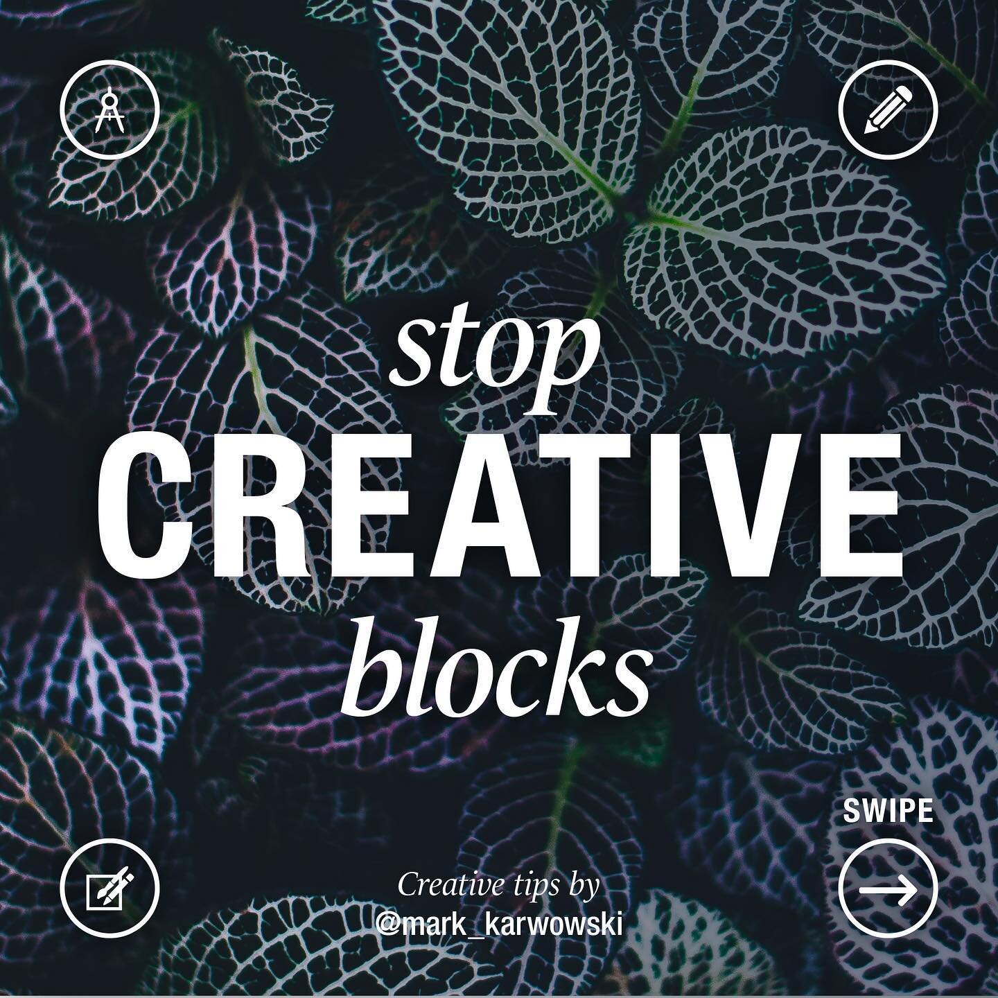 𝗙𝗼𝗹𝗹𝗼𝘄 @𝗺𝗮𝗿𝗸_𝗸𝗮𝗿𝘄𝗼𝘄𝘀𝗸𝗶 for more designs, tips, illustrations &amp; photography. Here are my tips on how I get over creative blocks as a designer, save this post in your bookmarks.

𝗣𝗼𝗱𝗰𝗮𝘀𝘁 𝗿𝗲𝗳𝗲𝗿𝗲𝗻𝗰𝗲: @99percentinvis