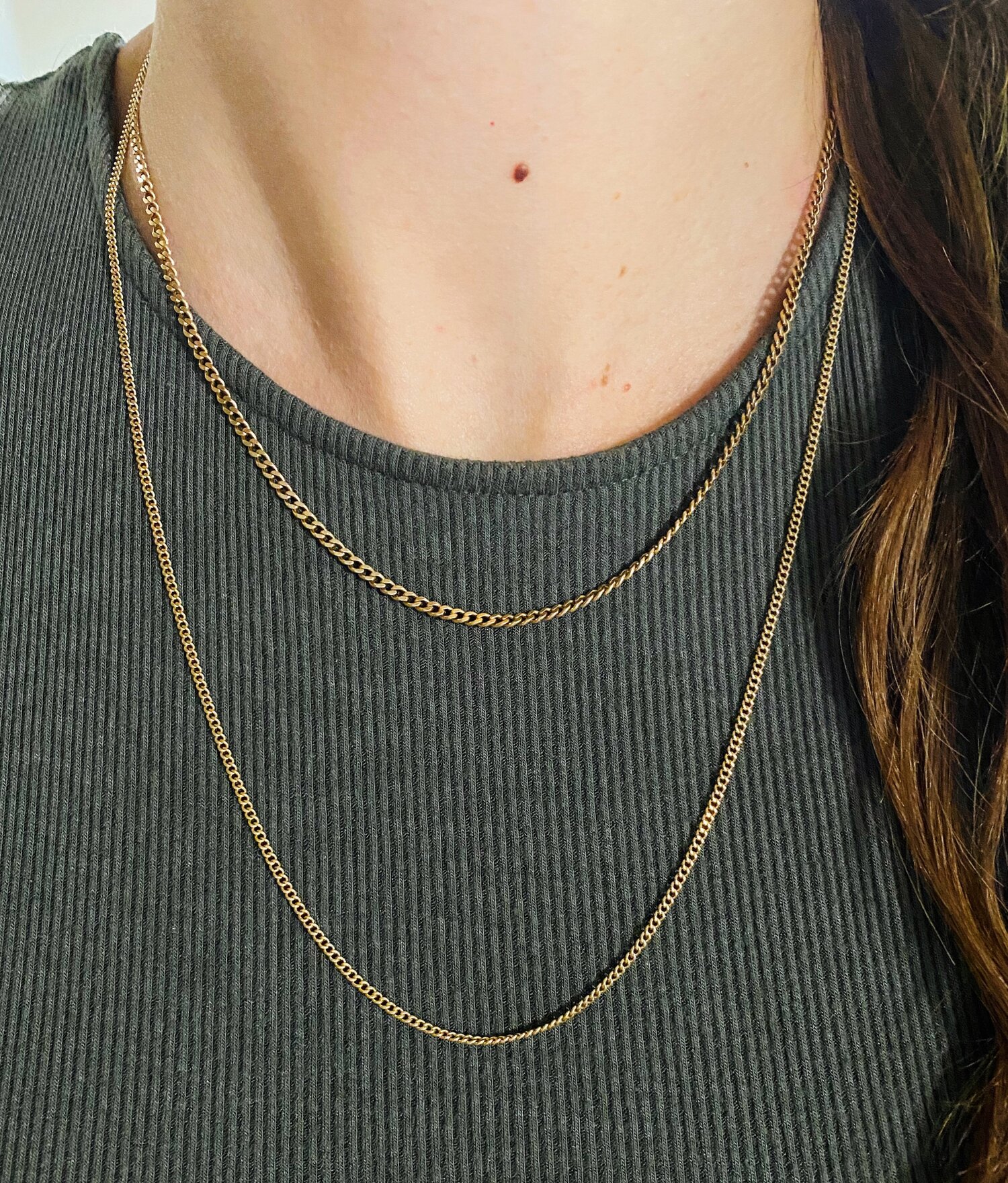 CURB-LINK GOLD CHAIN NECKLACE; 23” — SAMANTHA KNIGHT fine jewelry