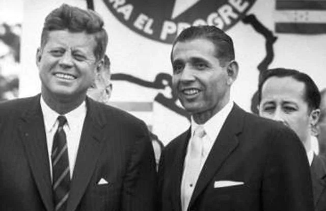President John F. Kennedy and Ambassador Raymond Telles, the first Latino appointed as an American Ambassedor.