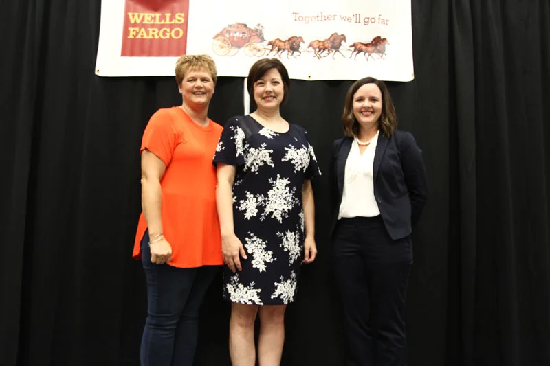 Left-to-right: Teacher Assistant of the Year Sabrina Gold, Teacher of the Year Heather Poston, and Principal of the Year Katie Barbee
