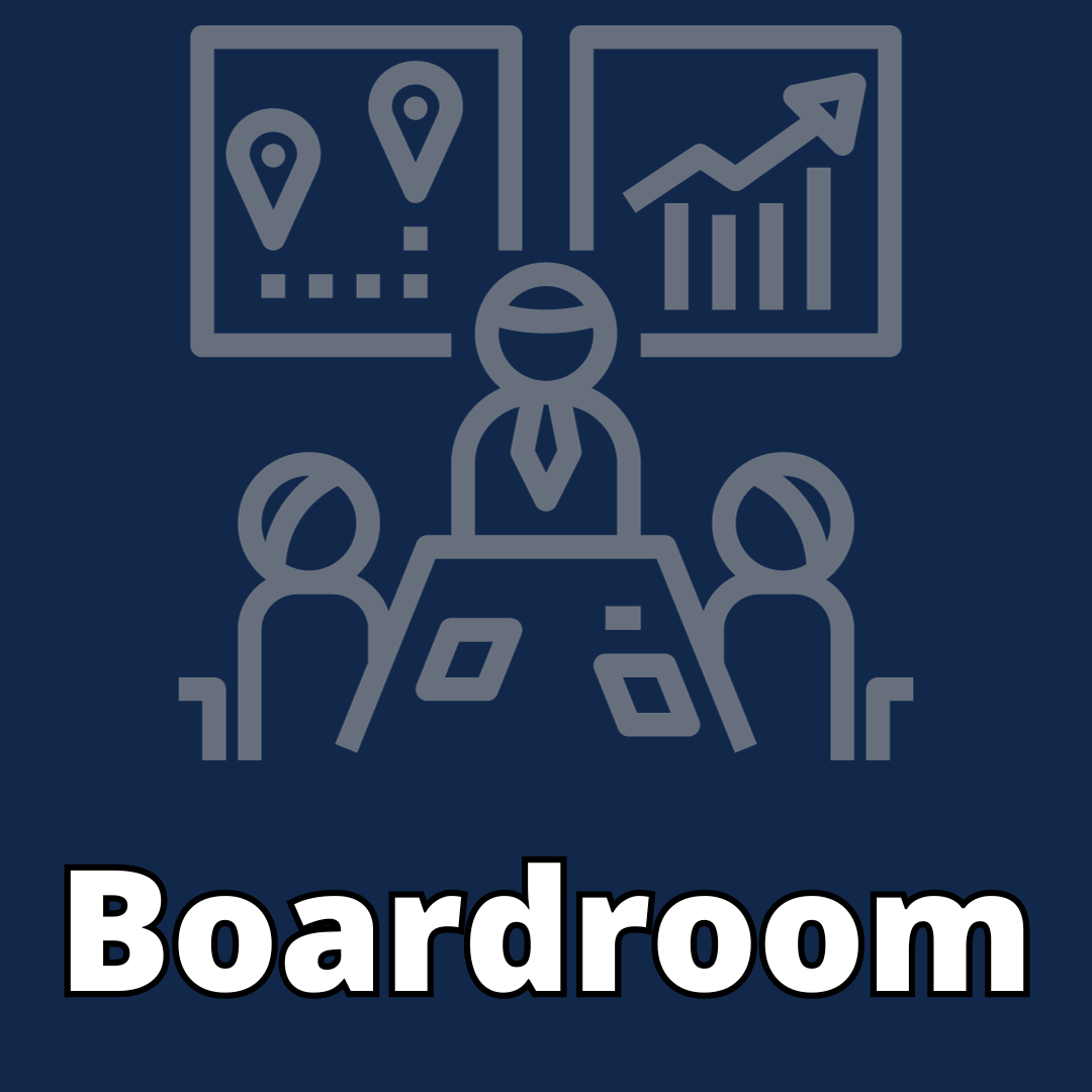 Boardroom graphic featuring a long table and CEO