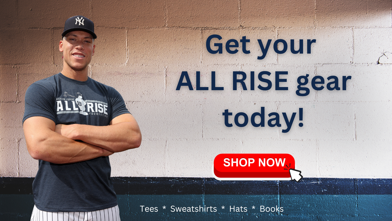 Aaron Judge sporting an ALL RISE Tee.