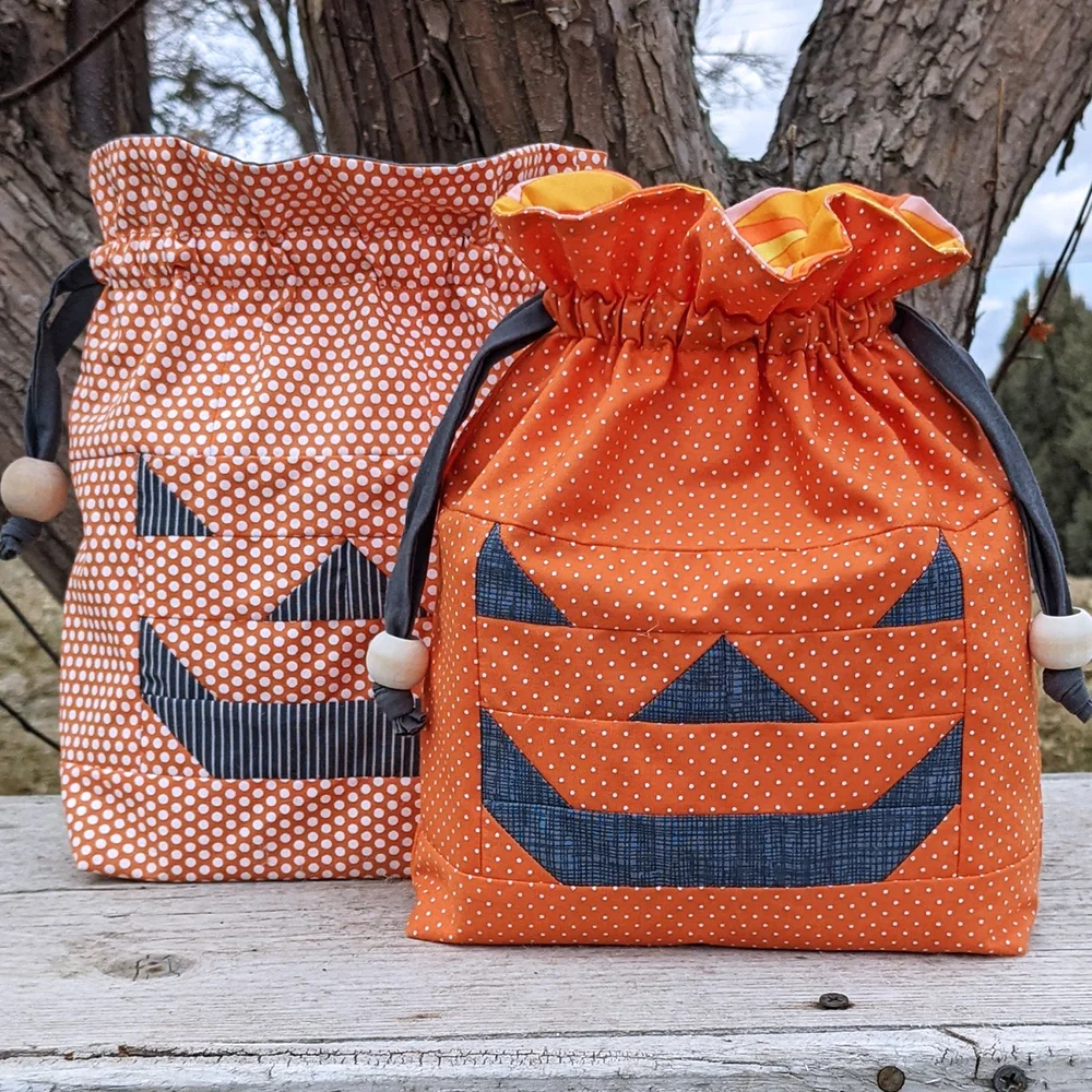 Sack O'Lantern Drawstring Bag Pattern — Sewn Wyoming - Main Image