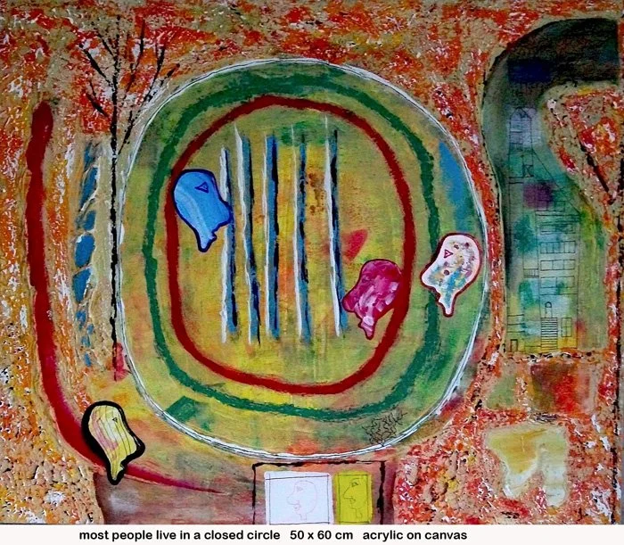 Most people live in a closed circle 50cm x 60cm - acrylic on canvas