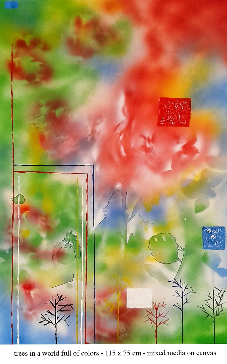 Trees in a world full of colors 115cm x 75cm - mixed media on canvas