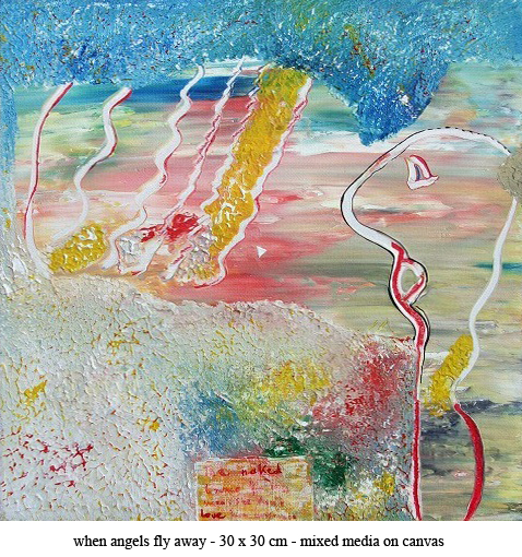 When angles fly away 30cm x 30cm - mixed media on canvas