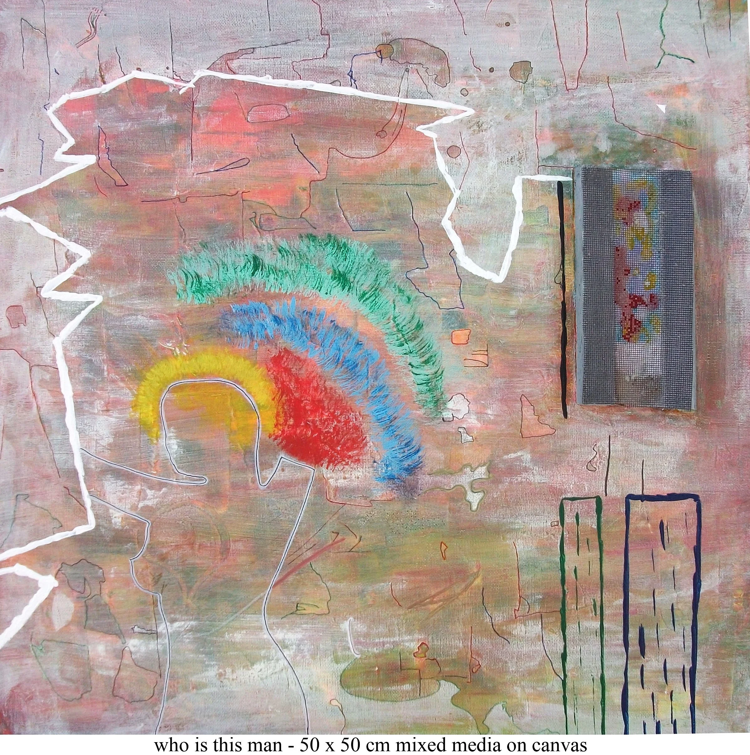 Who is this man 50cm x 50cm - mixed media on canvas