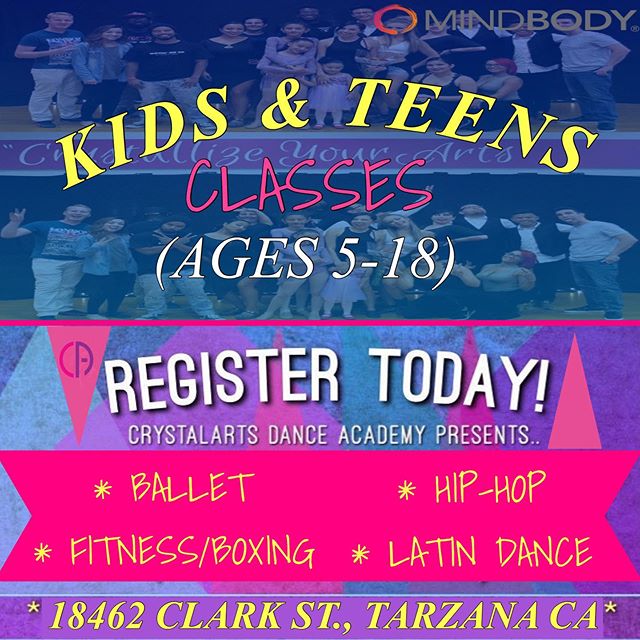 🚨 ENROLLING KIDS/TEEN CLASSES NOW! ALL CLASSES STARTING AUG. 5Th. SIGN UP TODAY THROUGH OUR @Mindbody APP!! Come out and join us!✨
.
For more information 📞(818)578-8417  WWW.CRYSTALARTSDANCE.COM