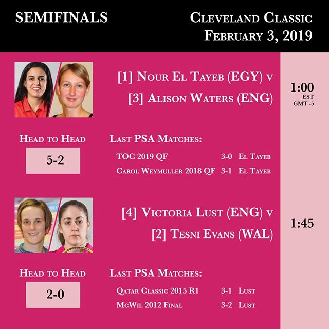 Join us tomorrow for the Cleveland Classic 2019 Semifinals -- action begins at 1 PM EST. Stream in the bio. #clevelandclassic2019 #clesquash @psaworldtour