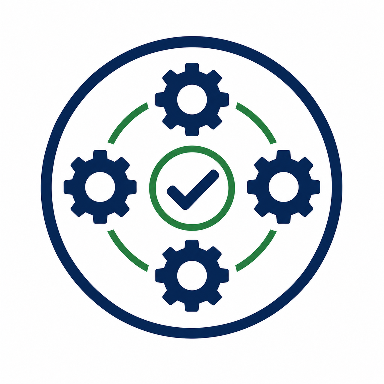 Graphic illustrating a standardized continuous improvement system that creates consistent results by aligning facilitators, methods, and processes across teams, departments, and sites.
