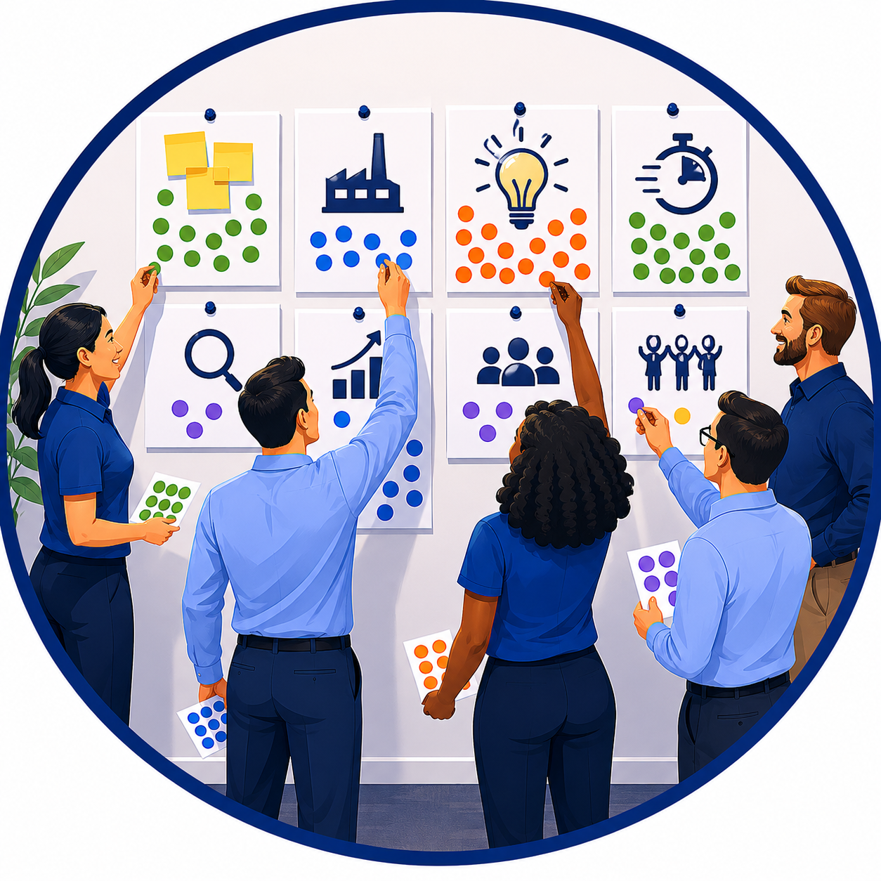 Graphic illustrating prioritization techniques that help facilitators evaluate opportunities, focus on high-impact improvements, align team efforts, and deliver stronger continuous improvement results.