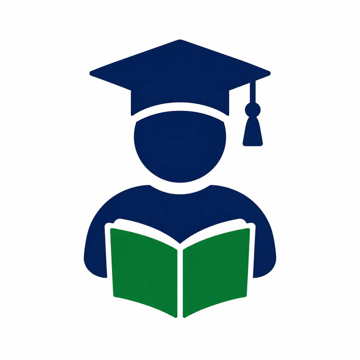 Icon representing new facilitator training and development, showing a graduate learning the skills needed to lead Kaizen events and continuous improvement initiatives.