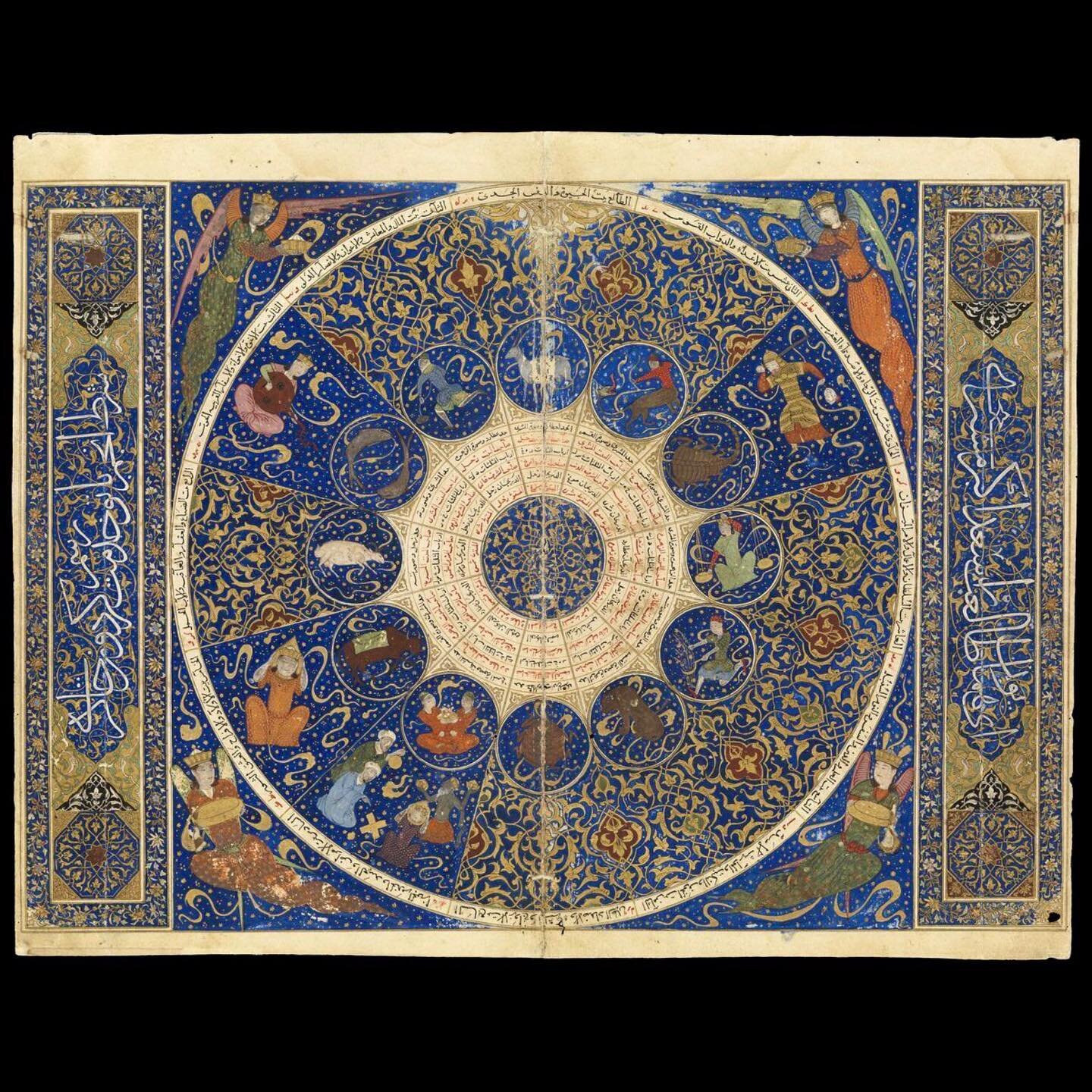 Object of desire #14 

Horoscope of Persian Timurid ruler Iskandar Sultan, 1411. This is the only surviving individual illuminated horoscope from medieval Islam. 

#objectsofdesire #epiciran