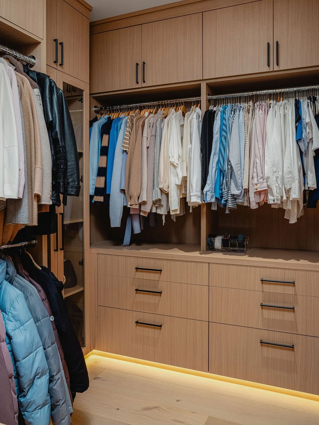 Large walk-in closet with a lot of storage 