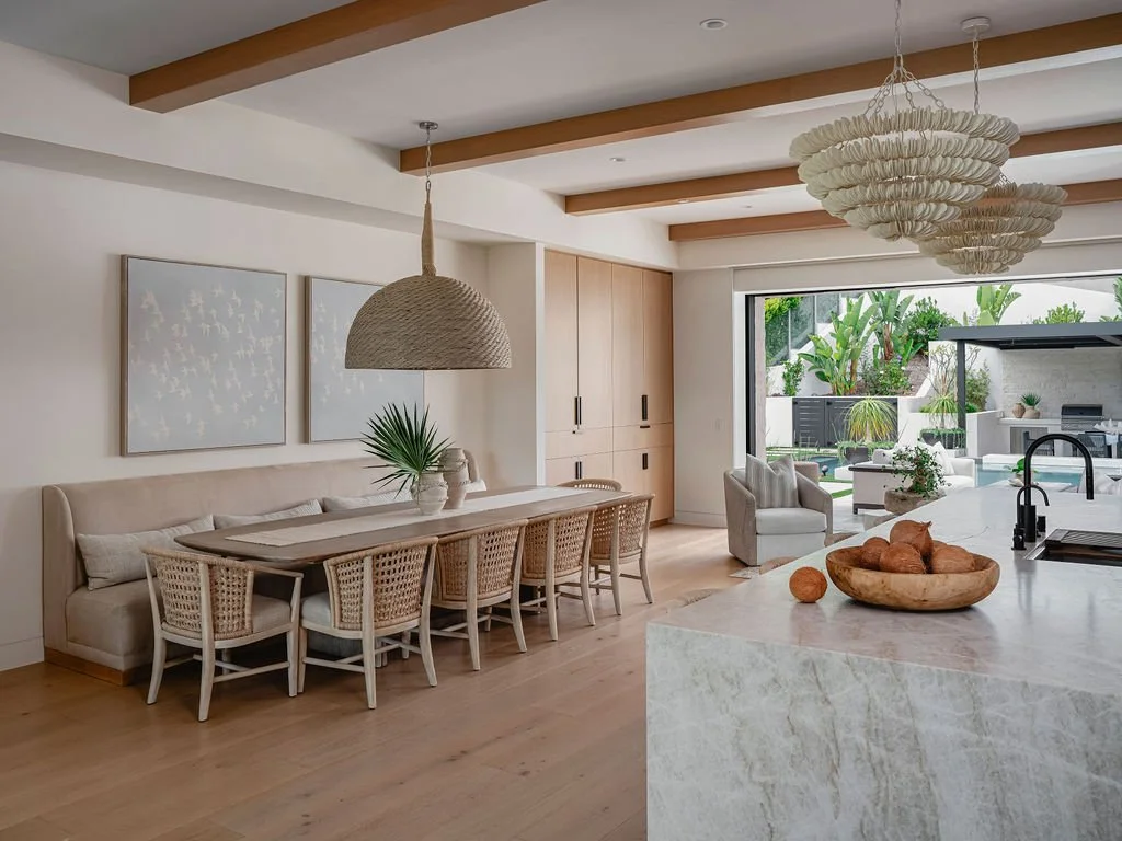 Warm kitchen with large dining table
