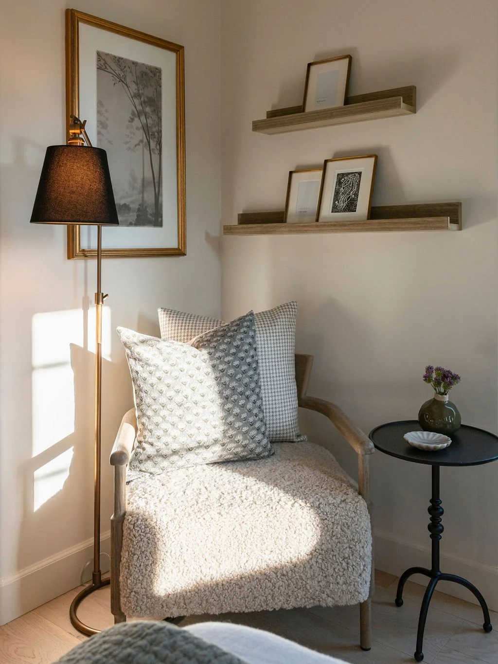 Chair with comfortable pillows in the sun
