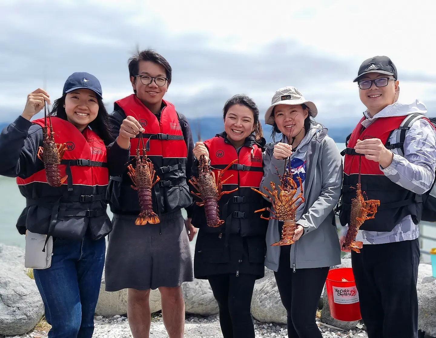 Some big smiles on today's trips, it's Kaikōura's famous kai moana the Crayfish on the menu for these guys back home in Christchurch tonight! 😃