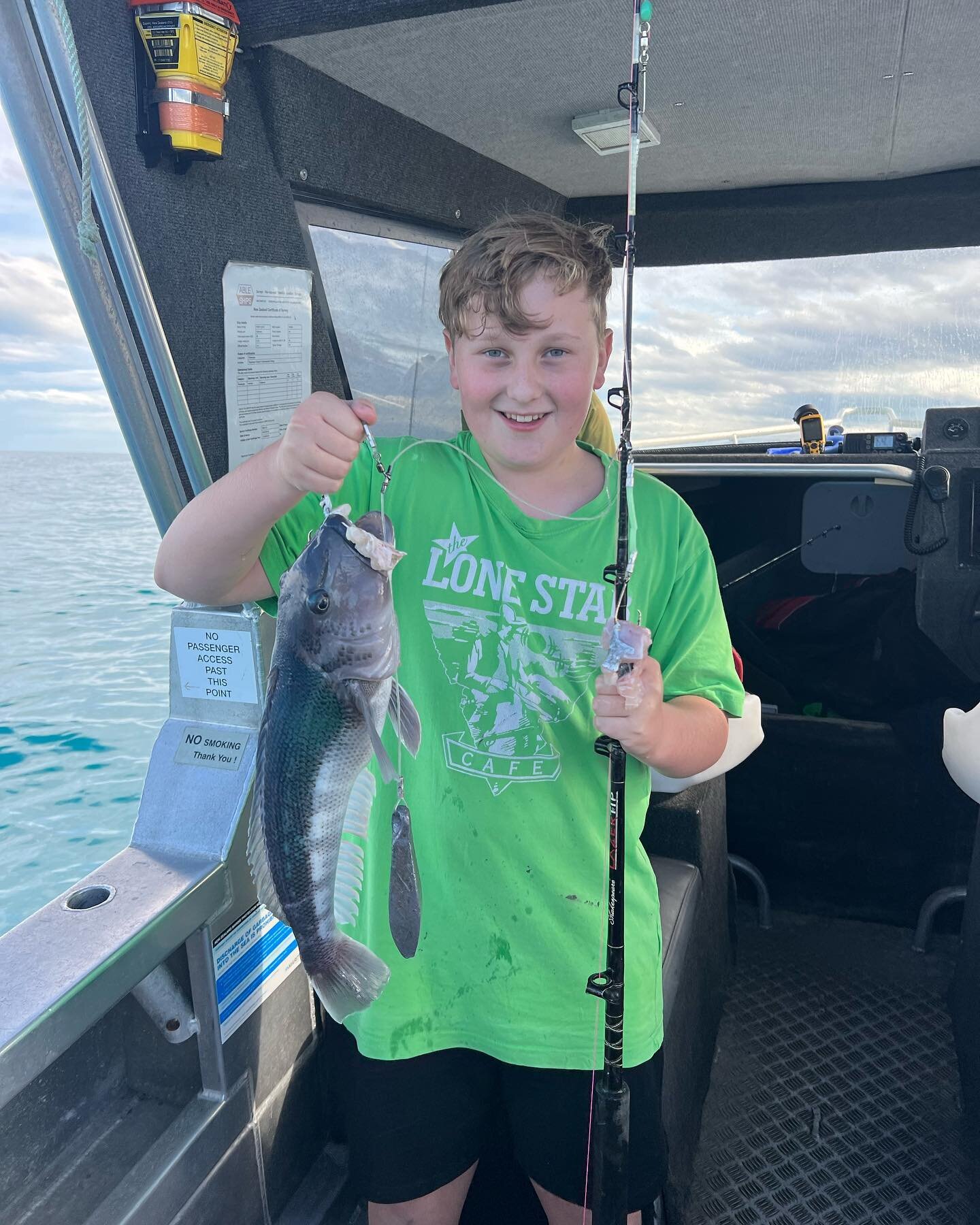 What a great day today was on the Blue Cod. Smiles all round in perfect conditions. #topcatchcharterskaikoura #bluecod