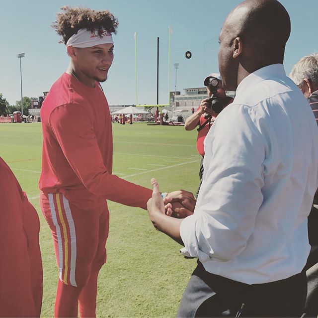 Thanks to the @chiefs for welcoming me out to training camp this week. It was nice to visit with #KansasCity Mayor @patrickmahomes , @mathieu_era , Coach Reid and so many of our players, particularly to discuss their work with young people in the #KC